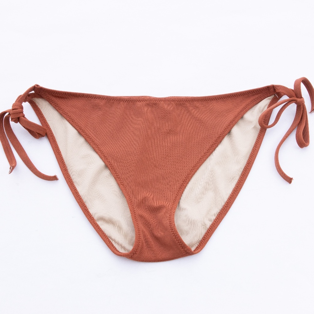 Burnt Orange Shade & Shore Size M Swim Bottom w/ Side Tie Closures, Fully Lined
